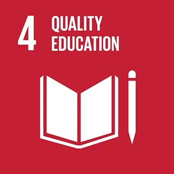 yellow icon showing sustainable development goal 4 quality education
