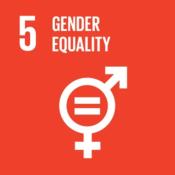 bright red icon showing sustainable development goal 5 gender equality