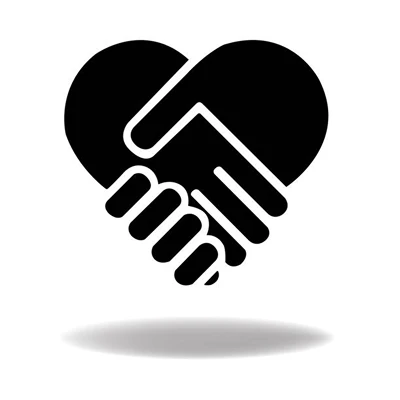 icon of heart made of two clasped hands