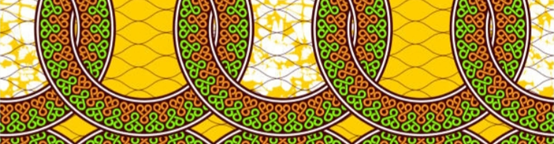 chitenge stock print with yellow orange and green loops
