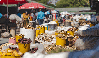 market scene in downtown lusaka