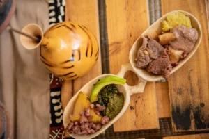 table setting with traditional rwandan food