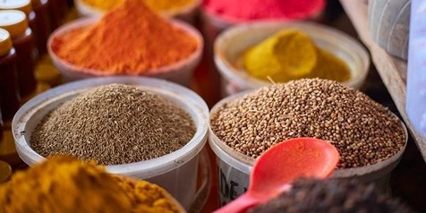 spices on display in mombasa spice market