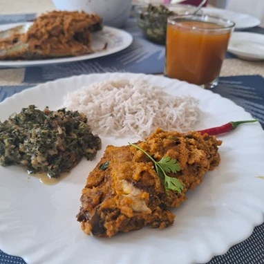 white plate with swahili food