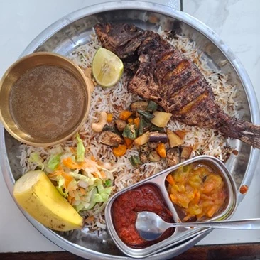 plate of swahili rice and fish