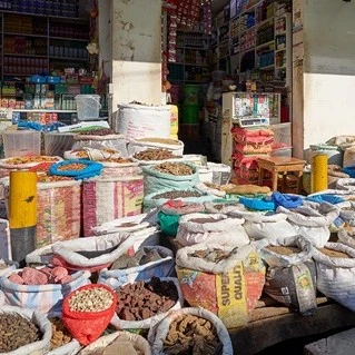 spices for sale outside a mombasa shop
